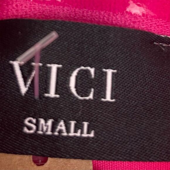 VICI Women's Hot Pink Strapless Tiered Tulle Mini Dress Size Small Barbie Core - Picture 5 of 12